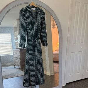 Chic Striped Long Sleeve Dress in Green